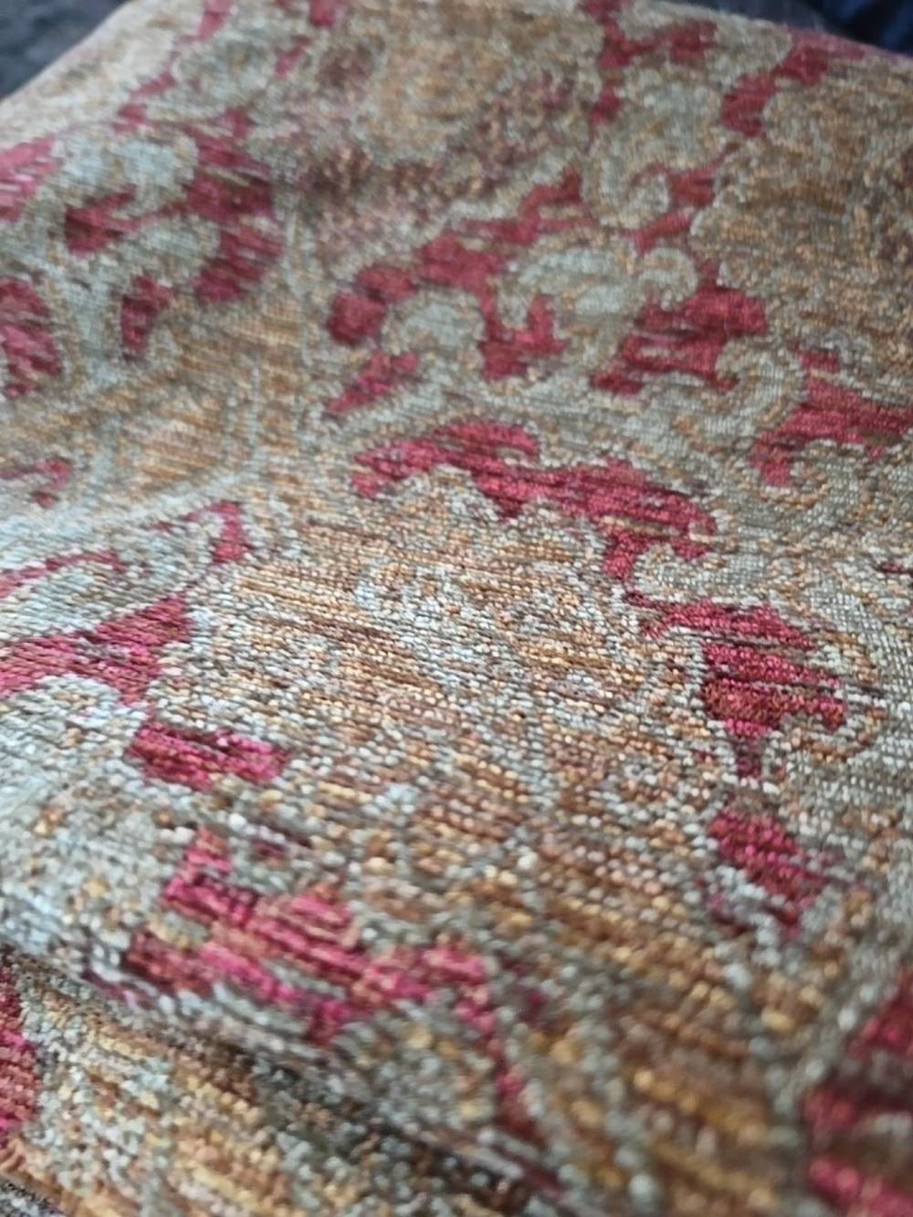 Gold and Red Damask Chenille 3Yards